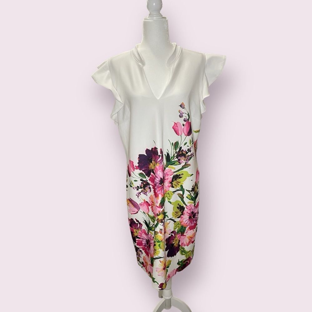 New York & Company White Floral Dress
